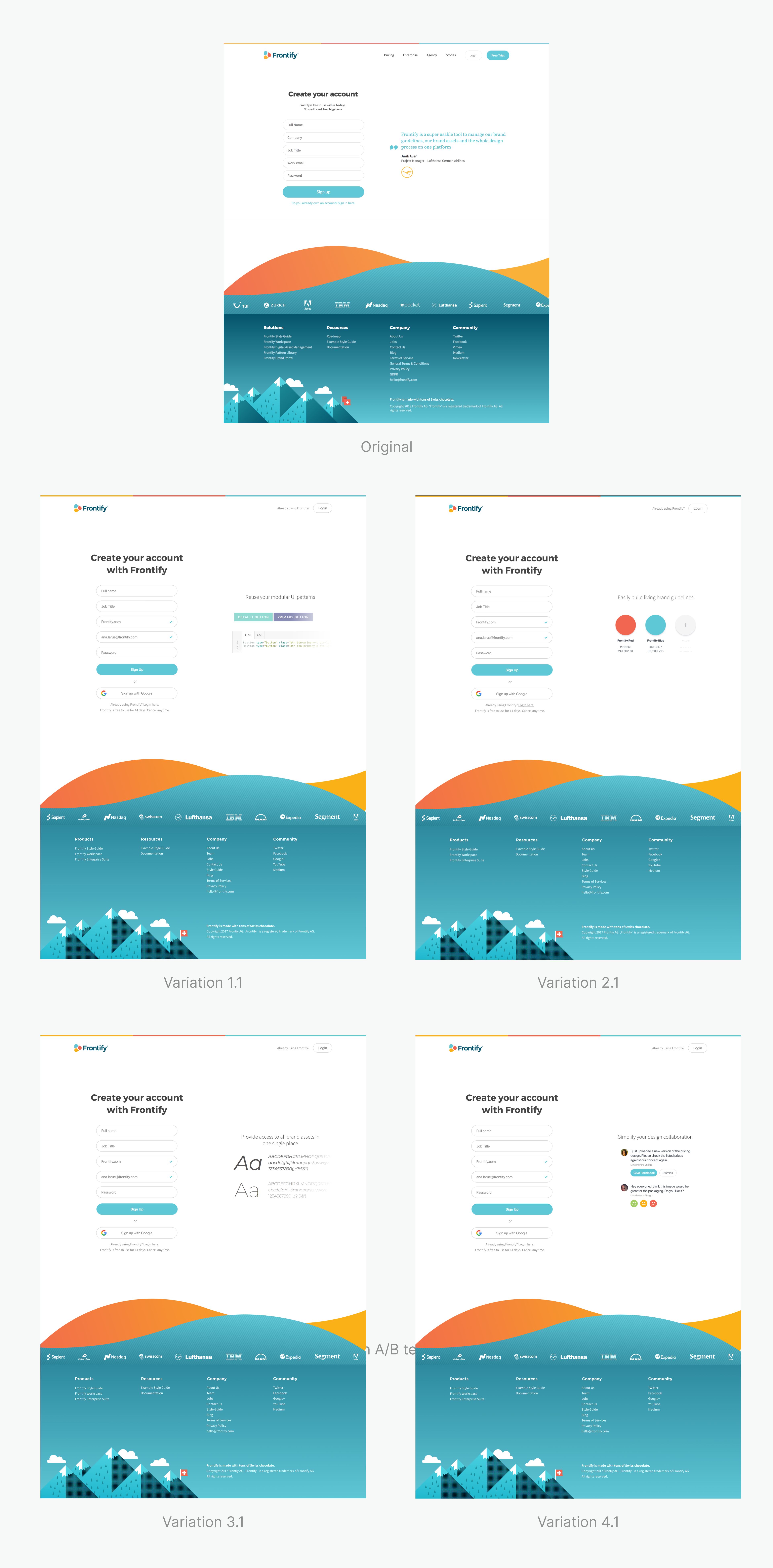 Login page