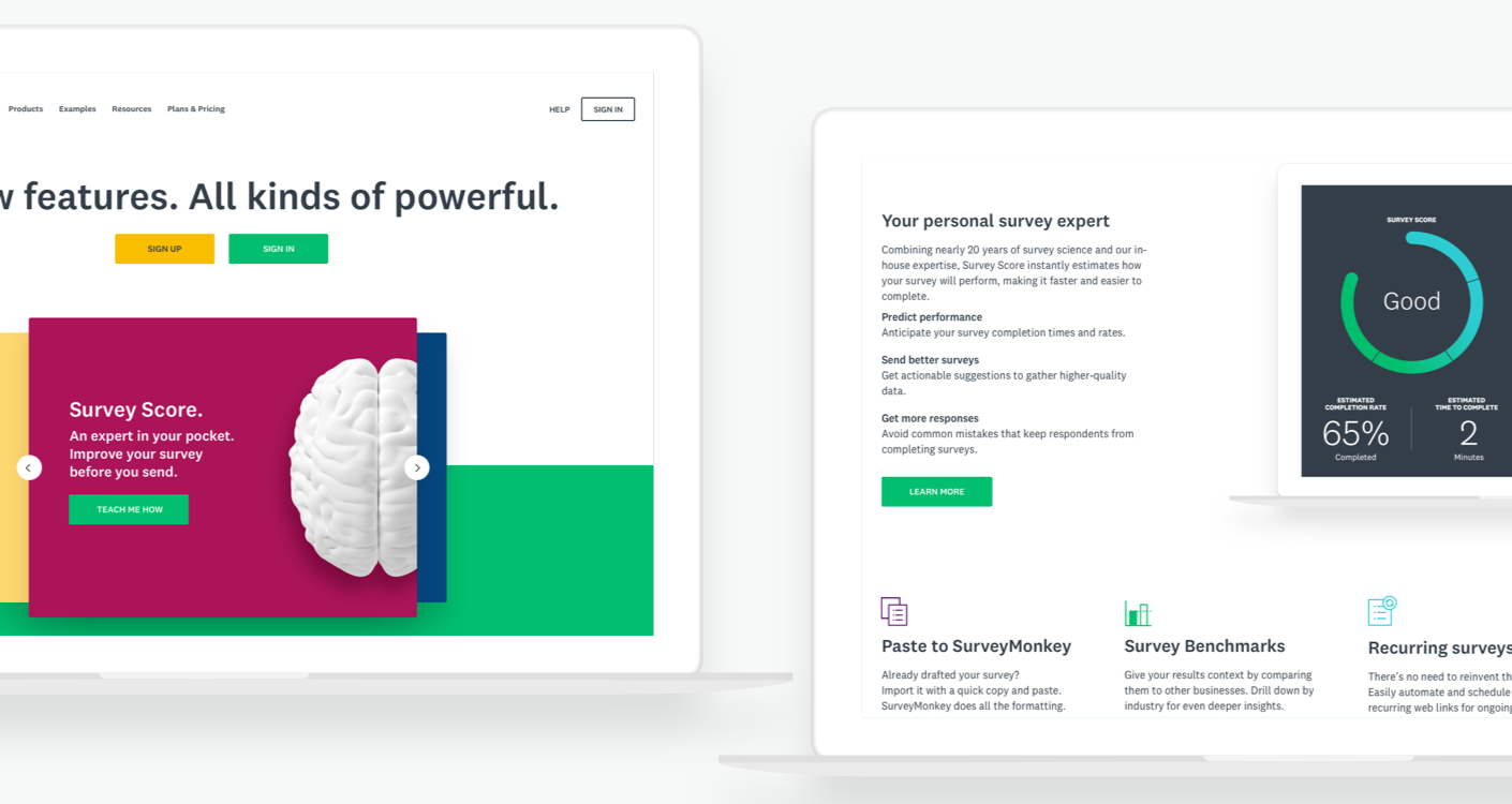 SurveyMonkey Features Page screenshot