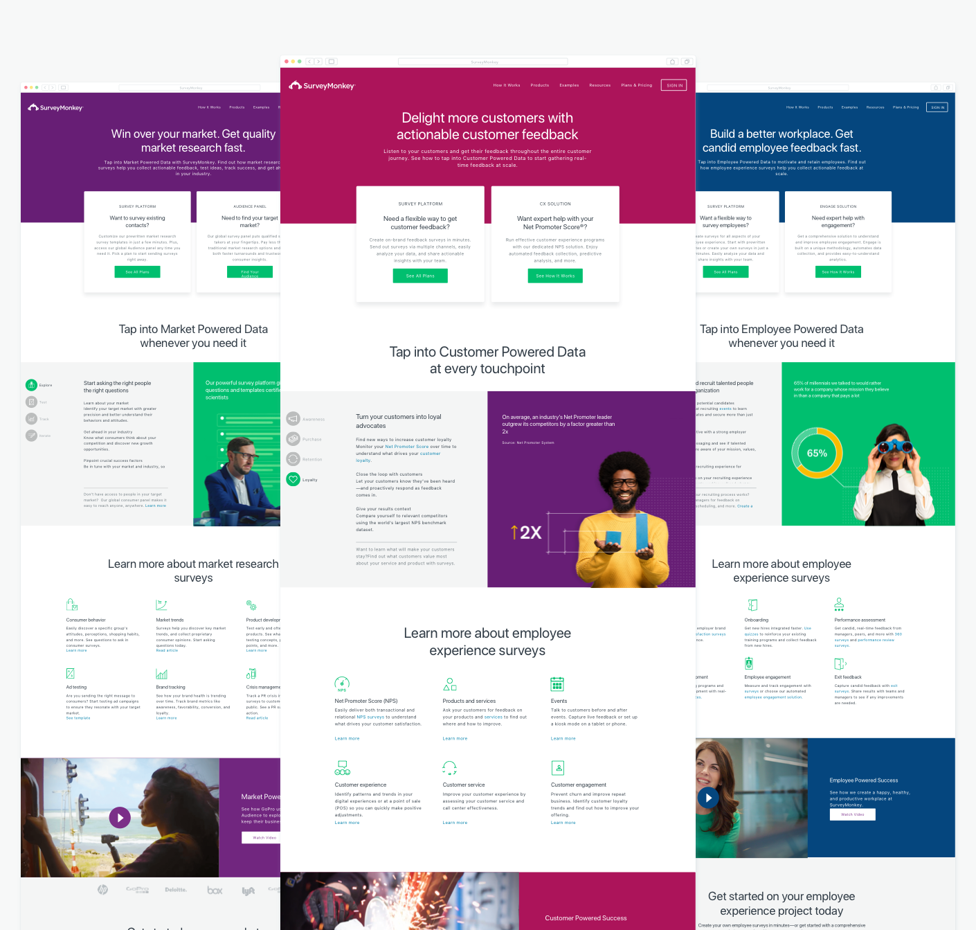 SurveyMonkey Use Cases Pages screenshot